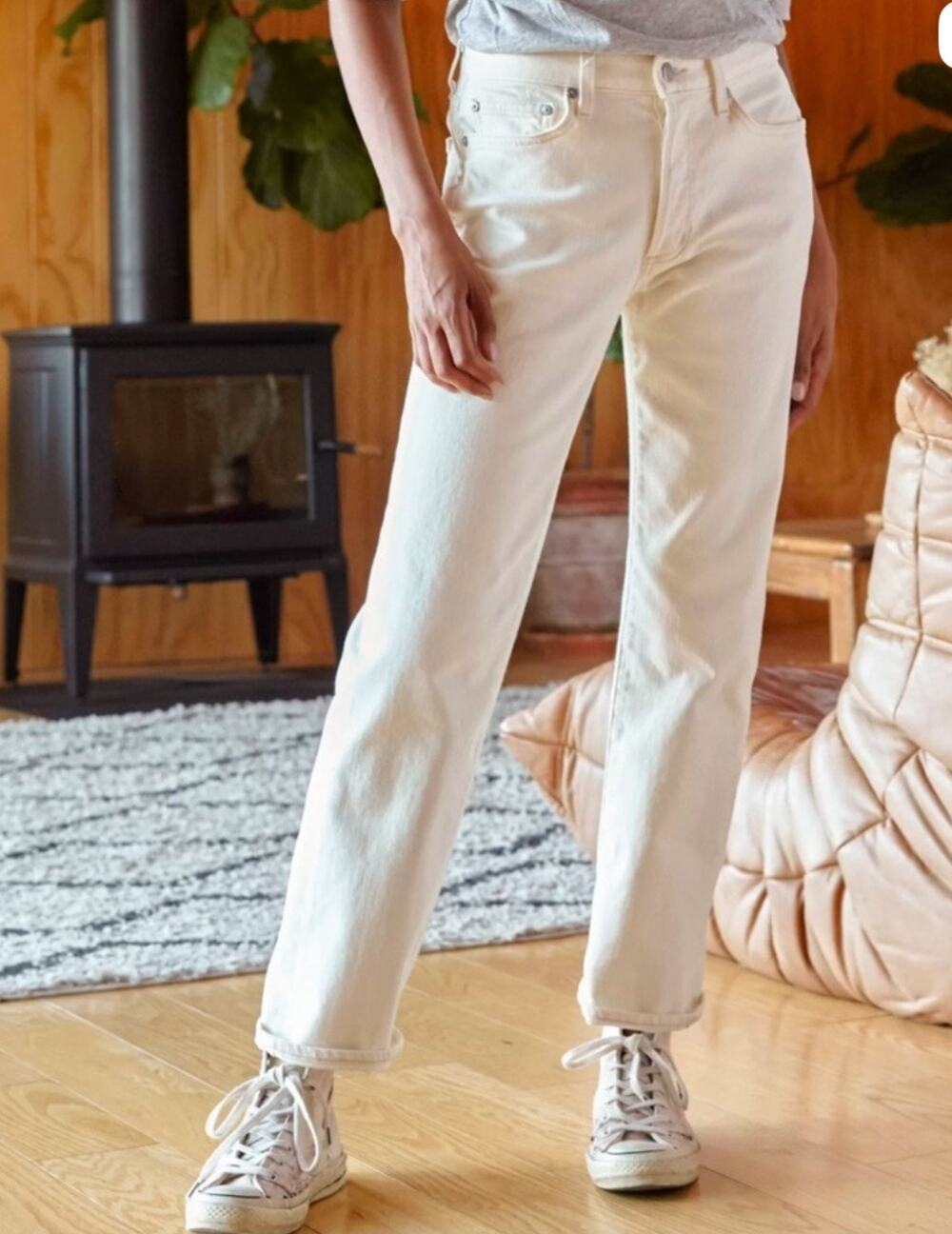 Outerknown S.E.A. Fillmore Boyfriend Jeans SZ 27 NWT Salt Organic Cotton Stretch